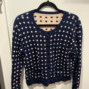 Brooklyn Industries polka dot sweater with buttons and pockets
